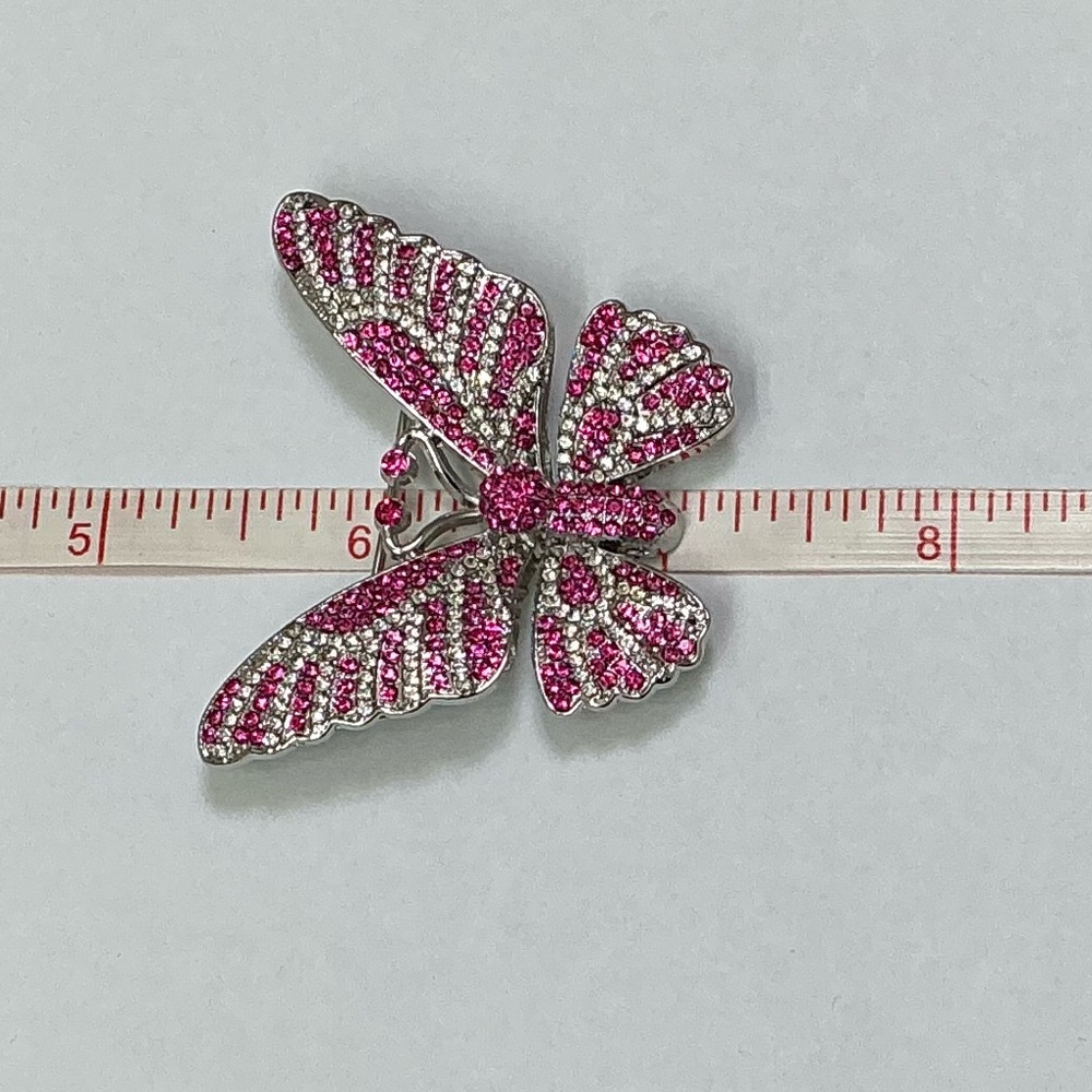 Pink and Silver Butterfly Brooch - Picture 5 of 6